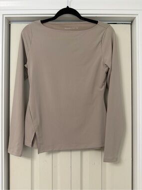 Abercrombie & Fitch Women's Long Sleeve Boatneck Top - Light Taupe